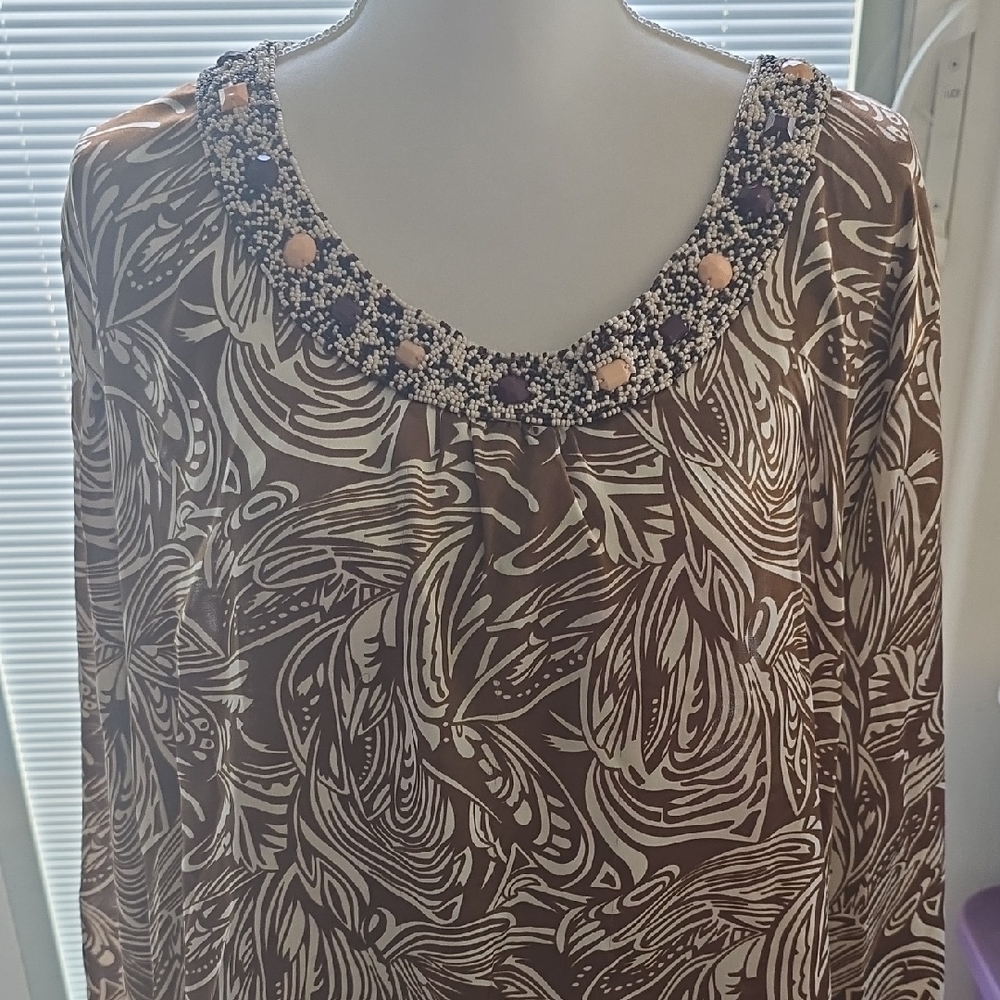 Embellished Brown Blouse